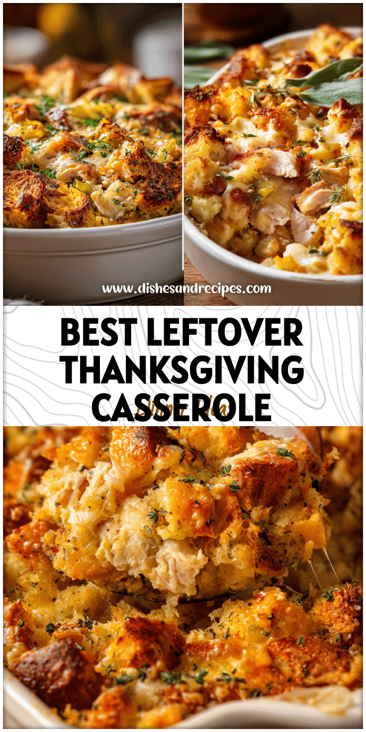 A golden-baked Turkey Dinner Casserole made from Thanksgiving leftovers with crispy topping and melted cheese.